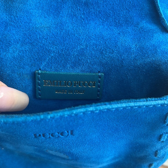 Authentic Emilio Pucci royal blue suede fringe mini bag - Picture 4 of 6